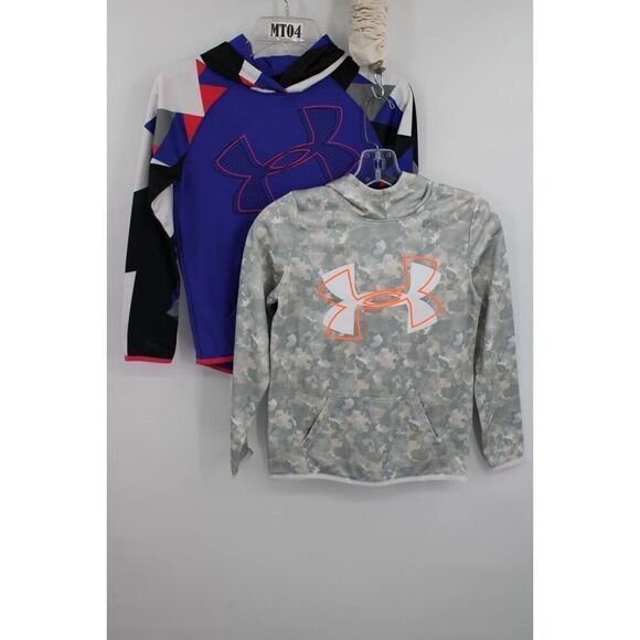 Under Armour Hoodies Size YMD Girls Loose Cold gear Gray & Purple Lot Of 2 - Picture 1 of 15